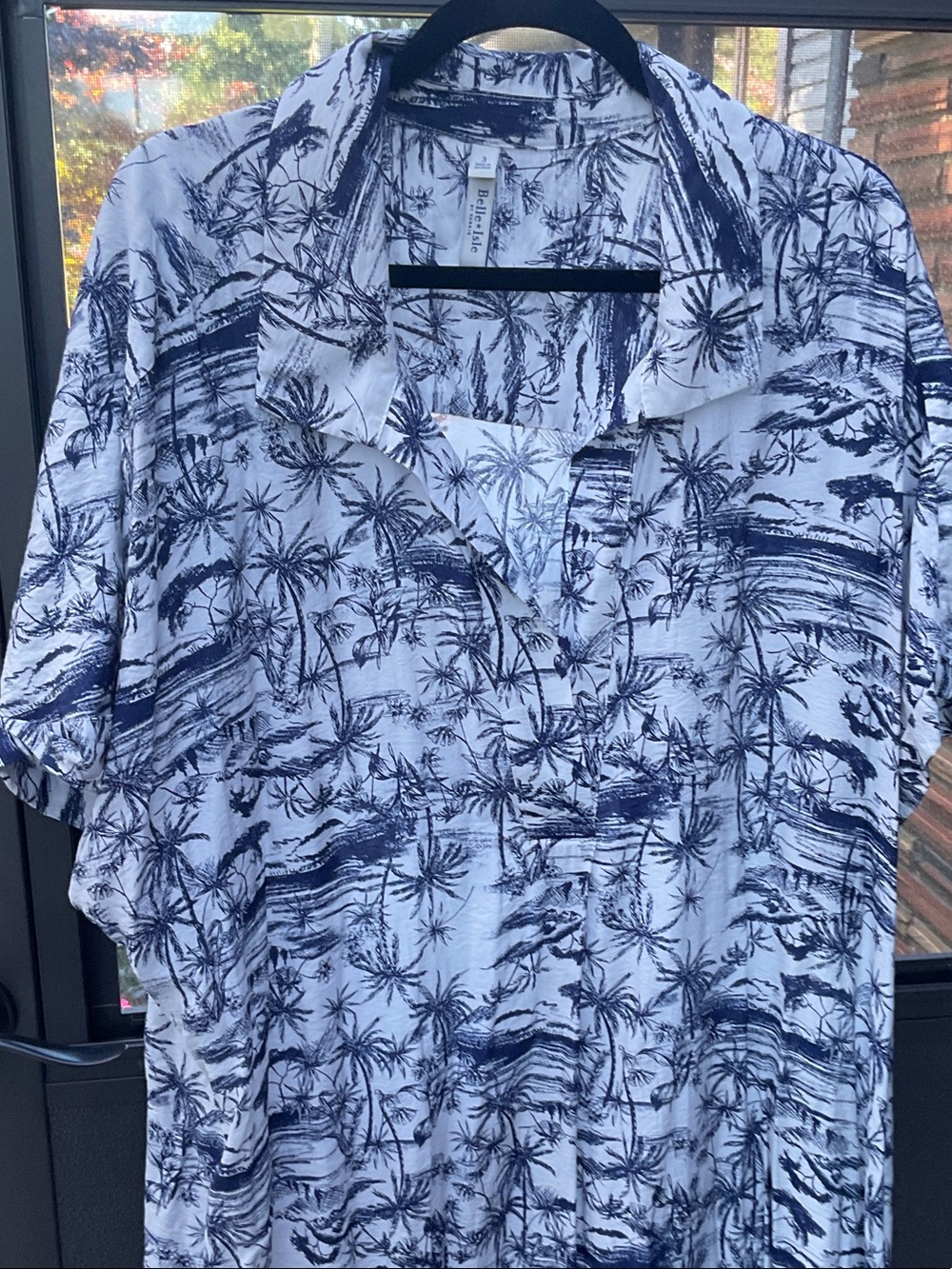 torrid White and Navy Palm-Print Midi Dress 3x/4x - Picture 3 of 8